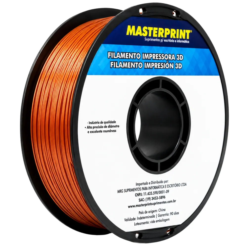 Filamento MasterPrint PLA Silk Cobre 1 kg para Impressora 3D 2