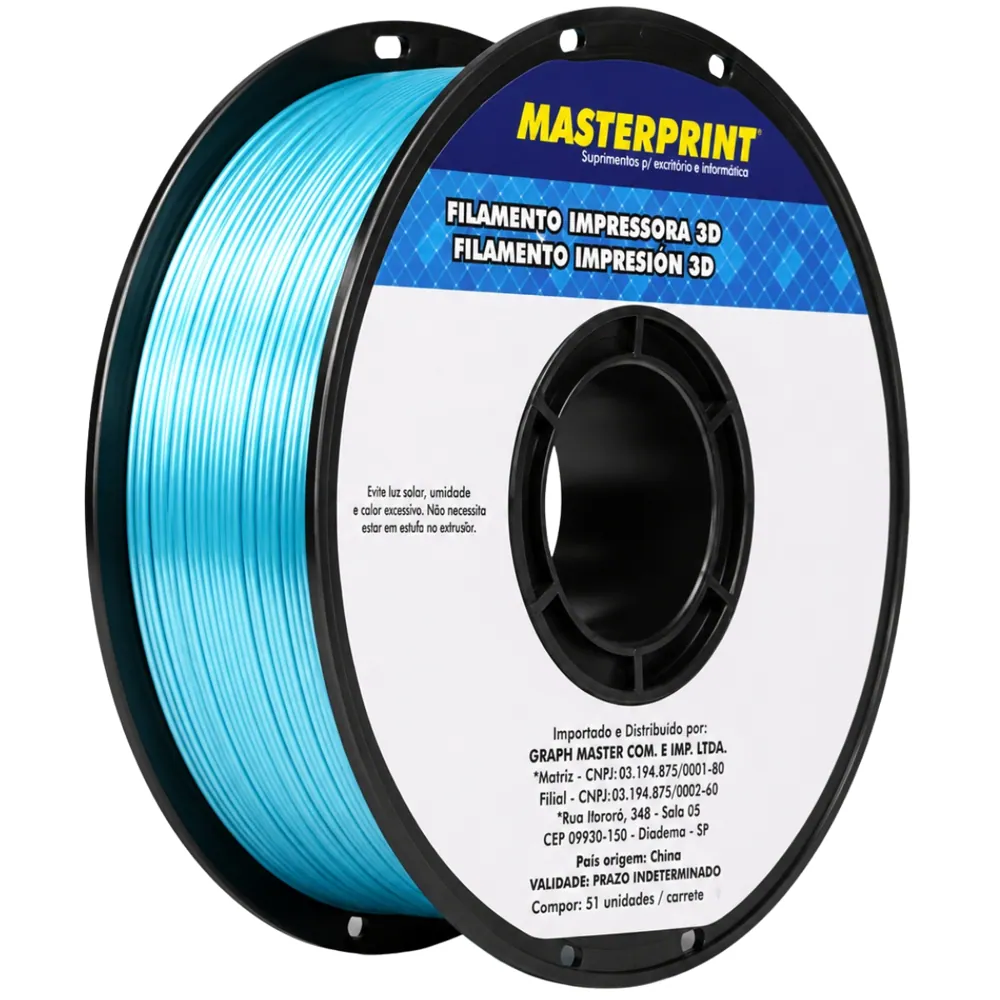 Filamento MasterPrint PLA Silk Azul Tiffany 1 kg para Impressora 3D 2
