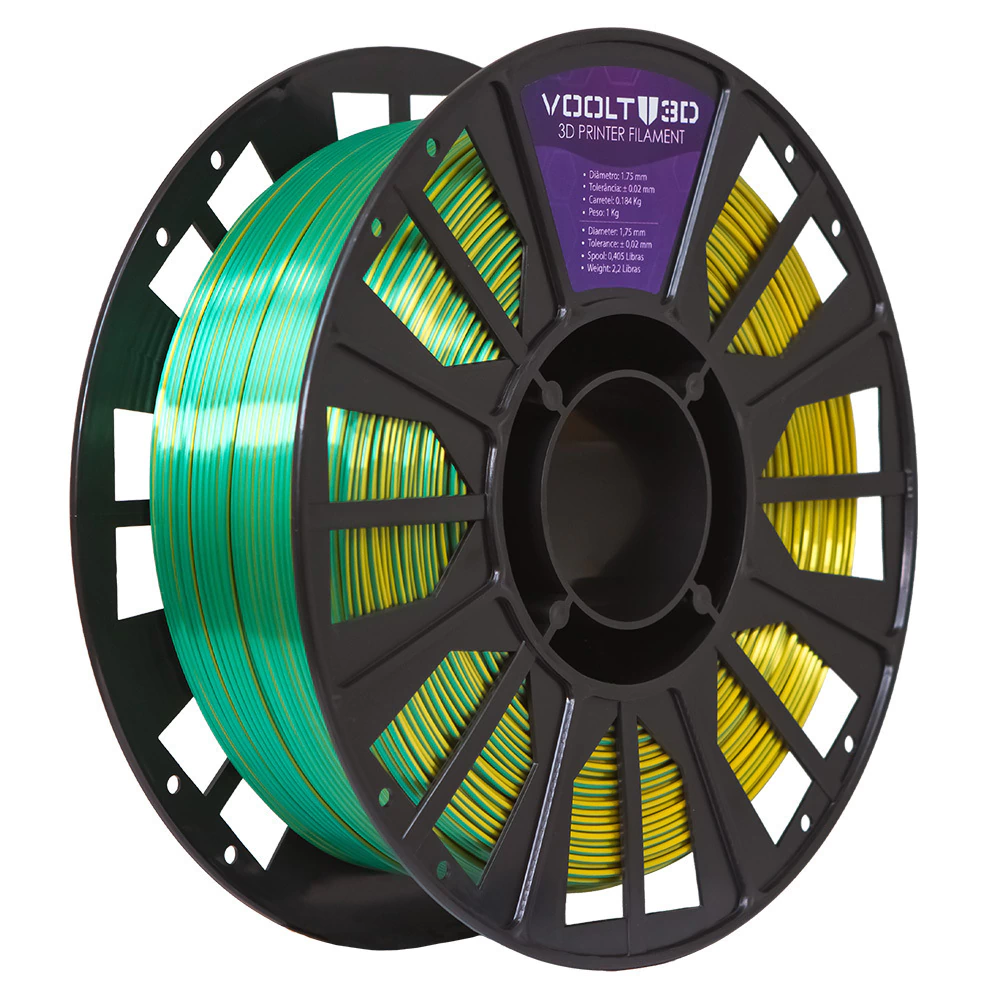 PLA Duo Color Shadow Dourado com Verde V-Silk 1kg para Impressora 3D 4