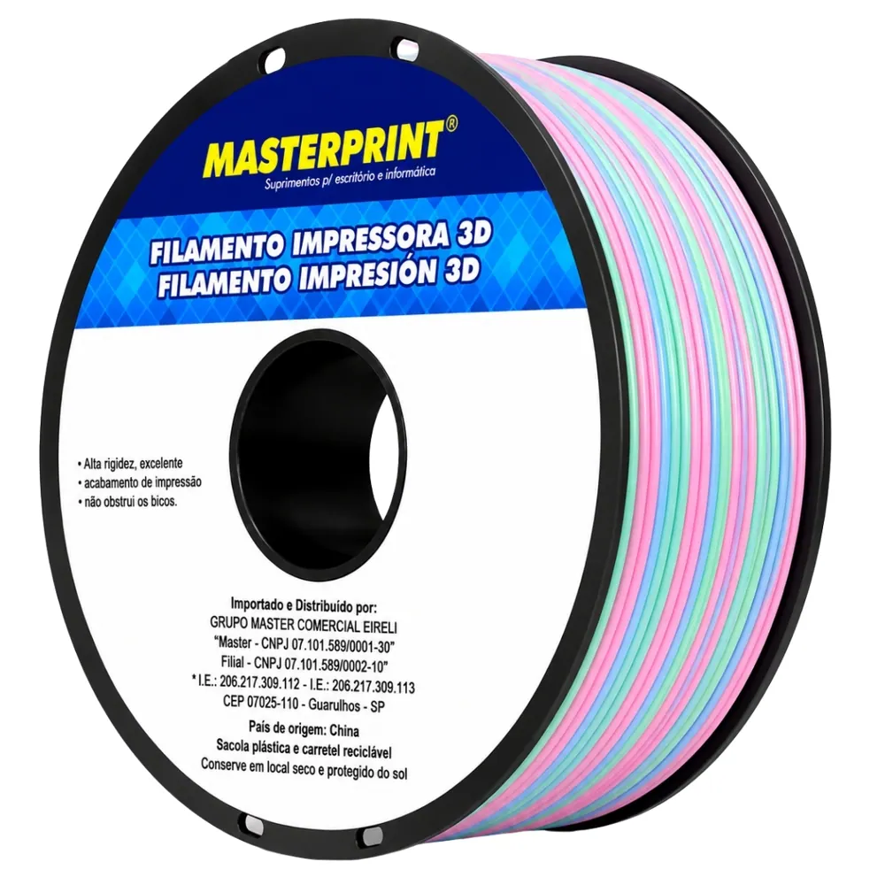 Filamento MasterPrint PLA Fosco Rainbow 1 kg para Impressora 3D 2