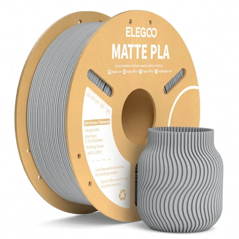 Filamento PLA Matte Cinza Ardósia - Slate Grey Elegoo 1,75 mm 1 kg para Impressora 3D