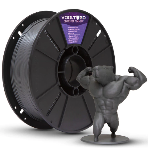 Filamento Voolt3D PLA Cinza Grafite Velvet High Speed Premium - 1Kg para Impressora 3D