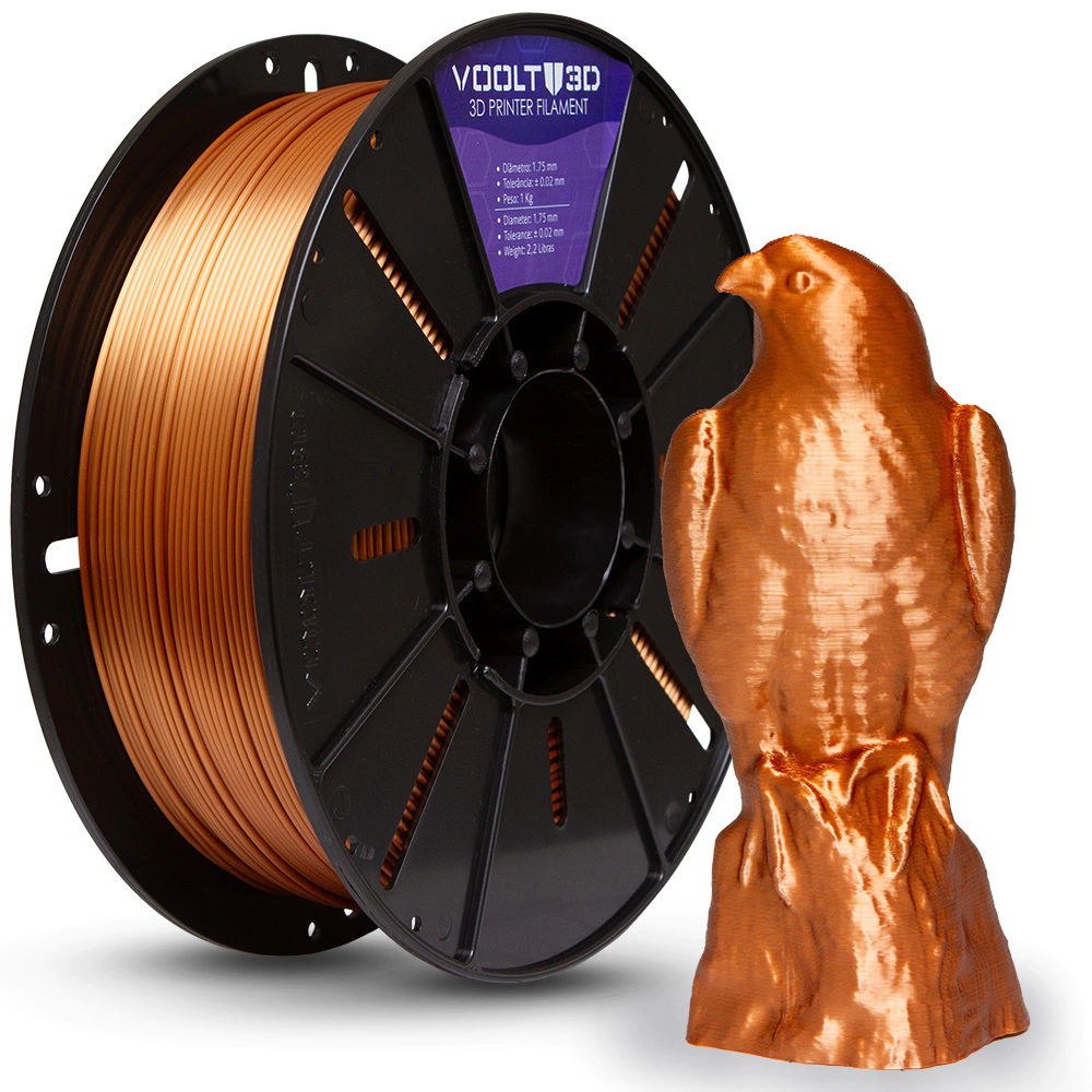 Filamento Voolt3D PLA Cobre V-Silk High Speed Premium - 1Kg para Impressora 3D 1