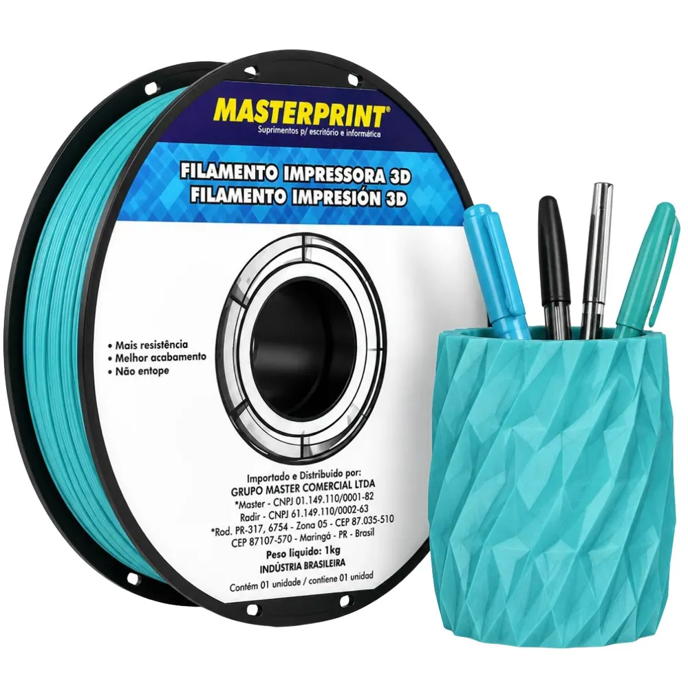 Filamento MasterPrint PLA Fosco Azul Ártico 1 kg para Impressora 3D