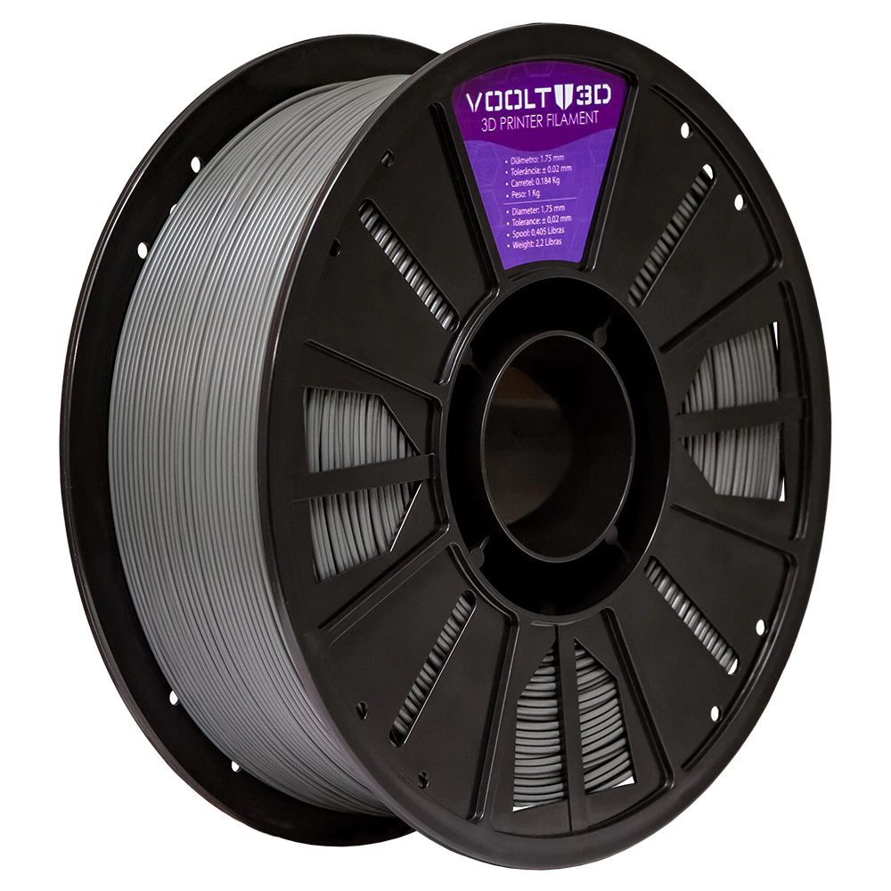 Filamento Voolt3D PLA Cinza Grafite High Speed Premium - 1Kg para Impressora 3D 4