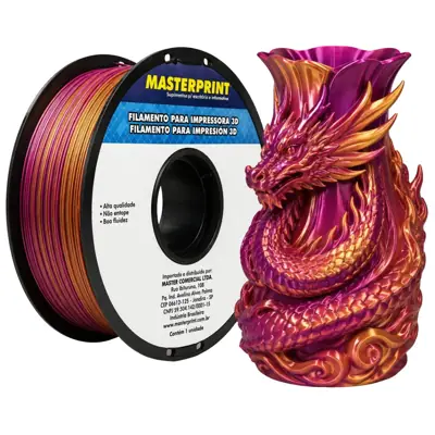 Filamento MasterPrint PLA Silk Dourado/Roxo 1 kg para Impressora 3D 1