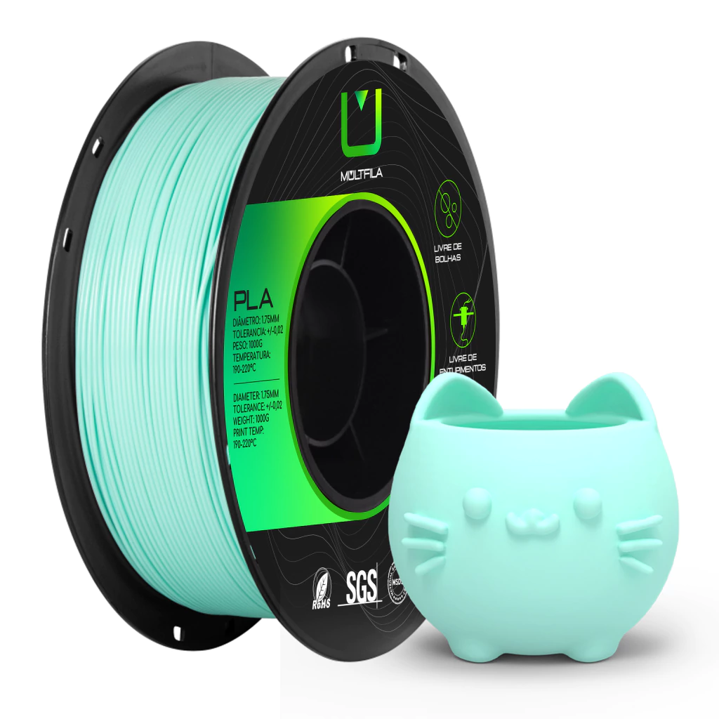 Filamento Pla Azul Ciano 1kg Multfila Impressora 3d 1.75mm