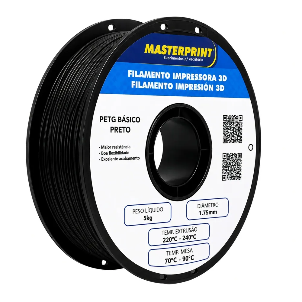 Filamento MasterPrint PETG Preto 5 kg para Impressora 3D 2