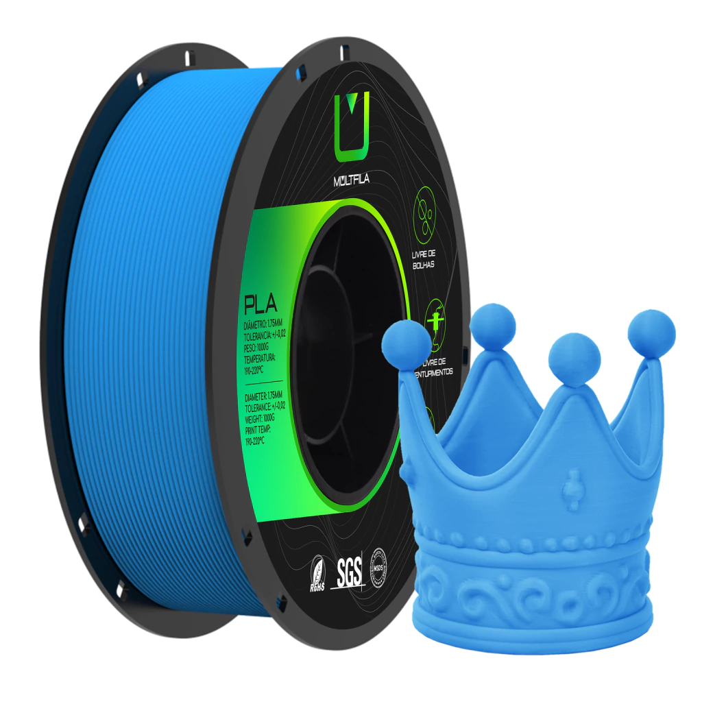 Filamento Pla Matte Fosco Azul 1kg 3d Multfila 1.75mm para Impressora 3D