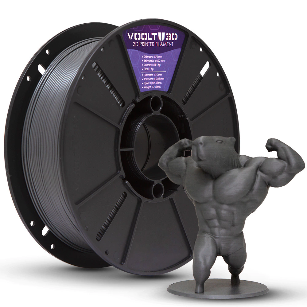 Filamento Voolt3D PLA Cinza Grafite Velvet High Speed Premium - 1Kg para Impressora 3D 1