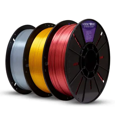 Voolt3D KIT Filamento PLA V-Silk Alumínio + Bronze + Dourado para Impressora 3D — filamento para impressora 3D