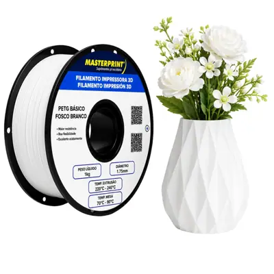 Filamento MasterPrint PETG Fosco Branco 1 kg para Impressora 3D — filamento para impressora 3D