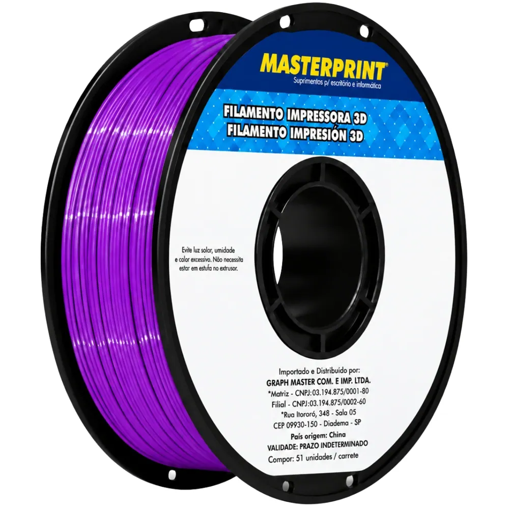 Filamento MasterPrint PETG Fluorescente Roxo 1 kg para Impressora 3D 2