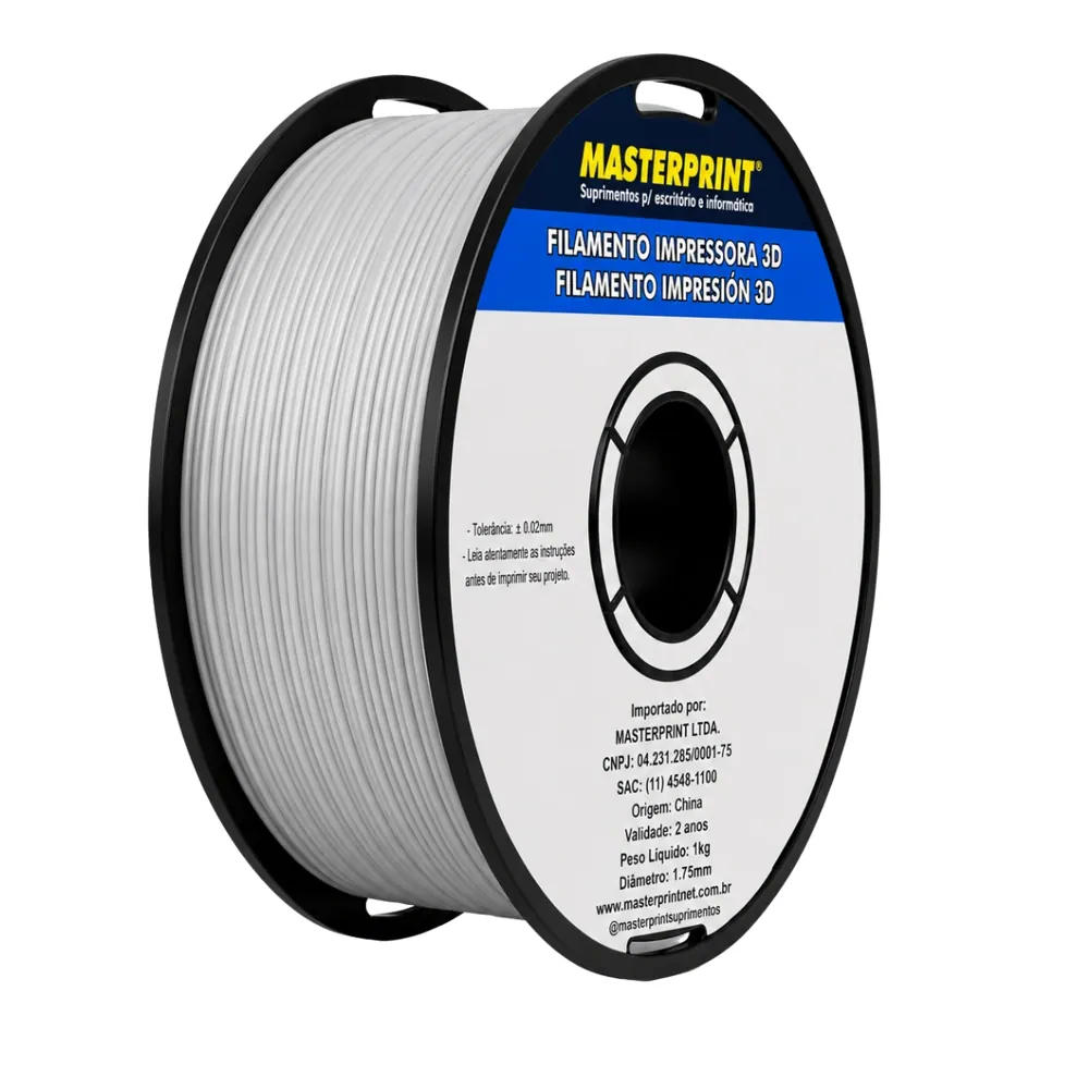 Filamento MasterPrint PLA Cinza Claro 1 kg para Impressora 3D 2