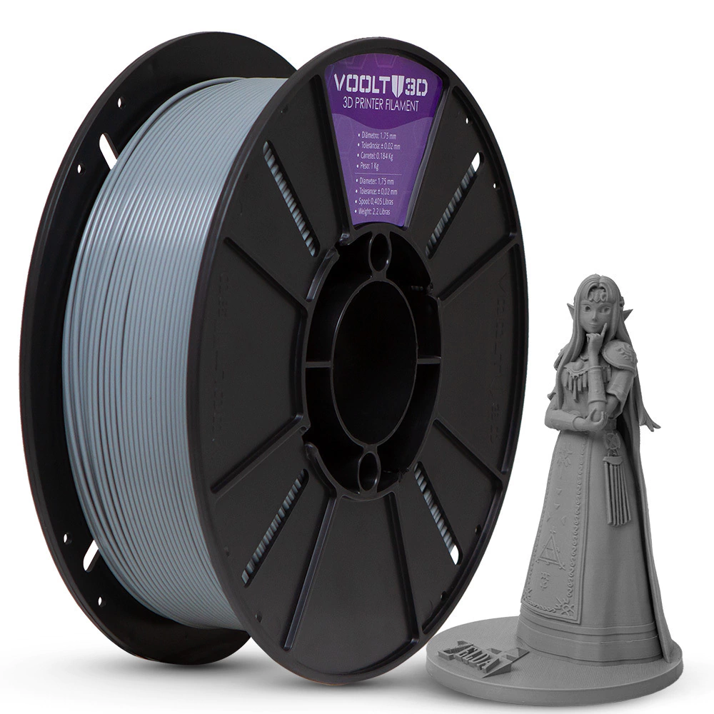Voolt3D KIT Filamento PLA Velvet Branco + Caucasiano + Cinza + Preto para Impressora 3D 4