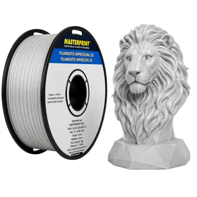 Filamento MasterPrint PLA Cinza Claro 1 kg para Impressora 3D 1
