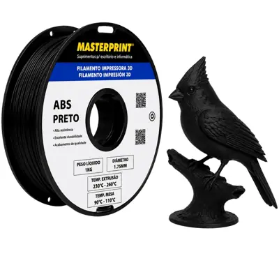 Filamento MasterPrint ABS Preto 1 kg para Impressora 3D — filamento para impressora 3D