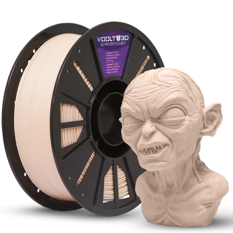 Filamento Voolt3D PLA Bege Caucasiano Velvet High Speed Premium - 1Kg para Impressora 3D