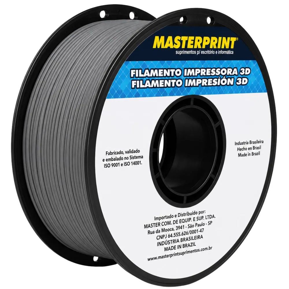 Filamento MasterPrint PLA Fosco Cinza Fossil 1 kg para Impressora 3D 2