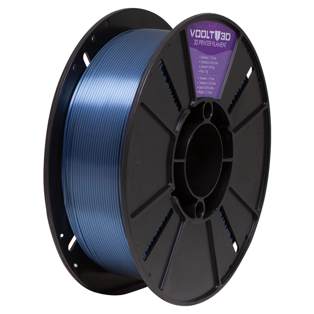 Filamento Voolt3D PLA Azul Titanium V-Silk High Speed Premium - 1Kg para Impressora 3D 4