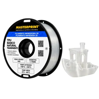 Filamento MasterPrint TPU Natural Transparente 1 kg para Impressora 3D — filamento para impressora 3D