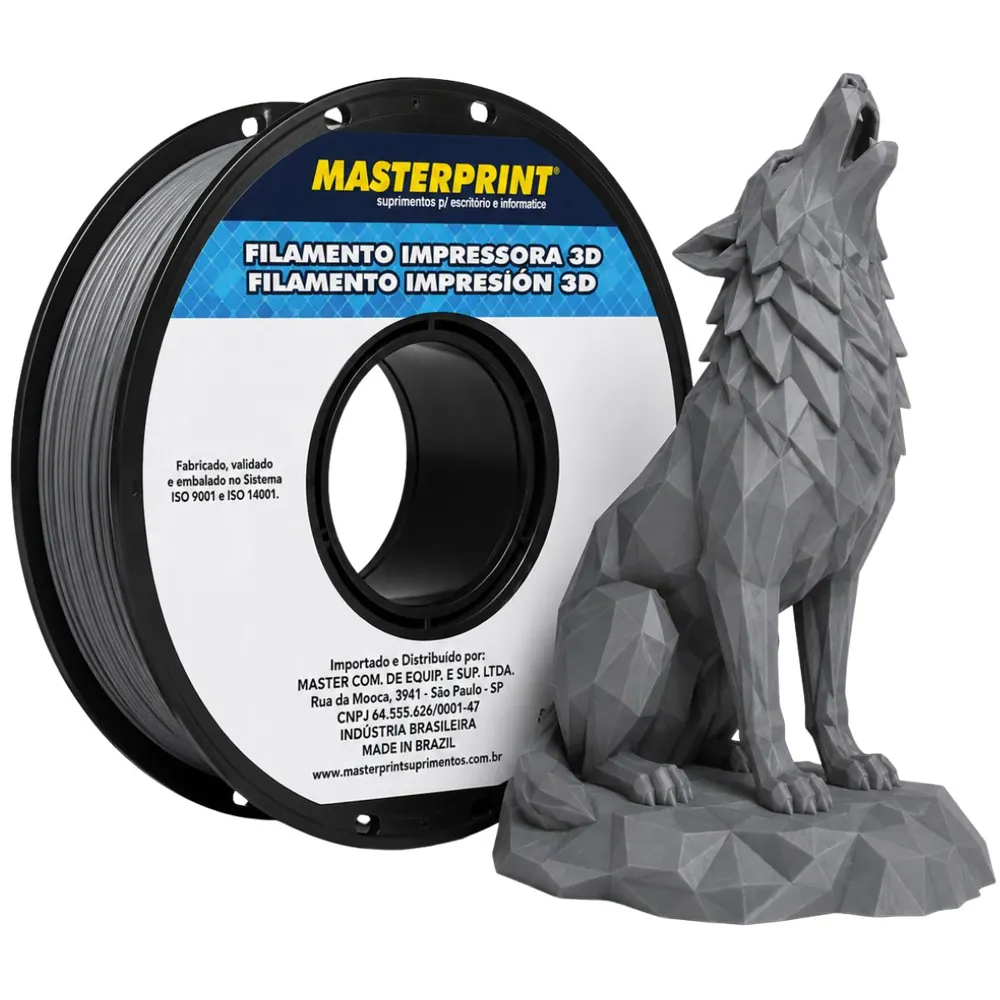 Filamento MasterPrint PLA Fosco Cinza Fossil 1 kg para Impressora 3D