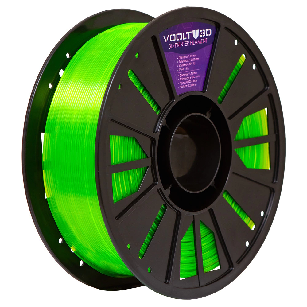 Filamento Voolt3D PETG HF Verde Neon Translúcido High Fluidity Premium - 1Kg para Impressora 3D 5