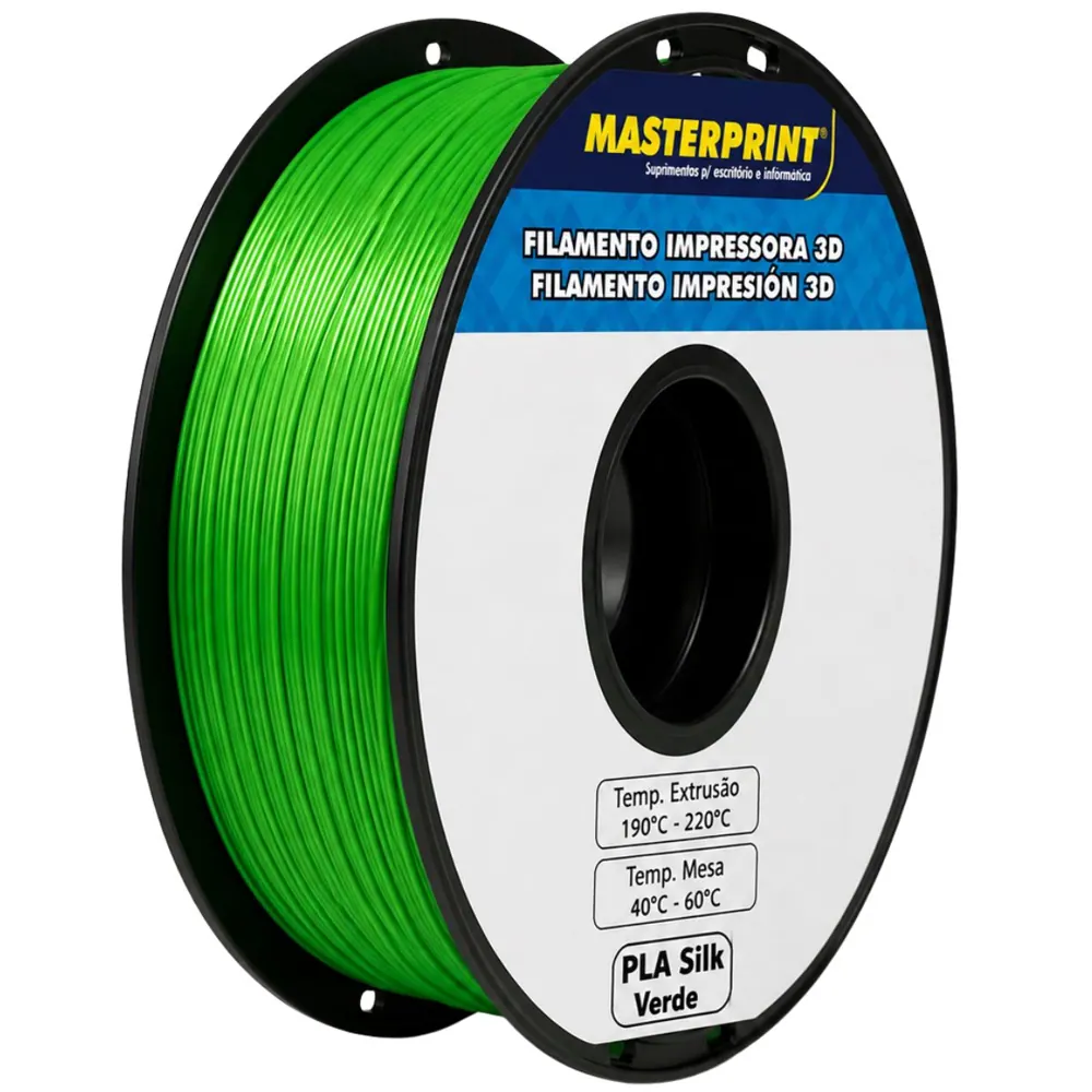 Filamento MasterPrint PLA Silk Verde 1 kg para Impressora 3D 2