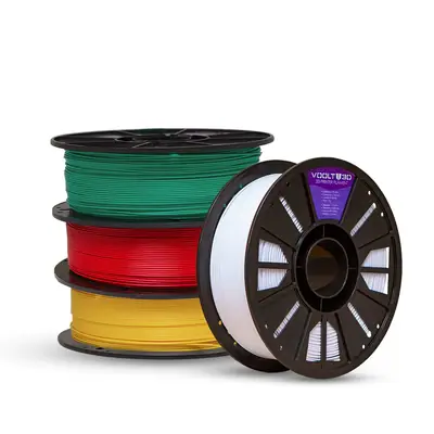 Voolt3D KIT Filamento PLA Velvet Amarelo + Branco Off + Verde + Vermelho para Impressora 3D — filamento para impressora 3D