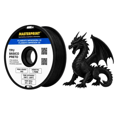 Filamento MasterPrint TPU Preto 1 kg para Impressora 3D — filamento para impressora 3D