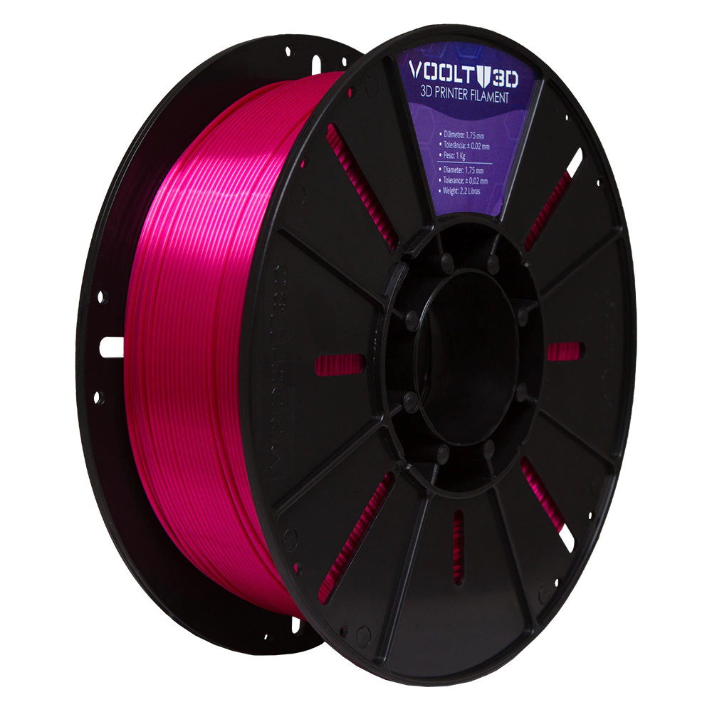 Filamento Voolt3D PLA Rosa Choque V-Silk High Speed Premium - 1Kg para Impressora 3D 4