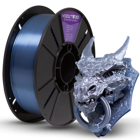 Filamento Voolt3D PLA Azul Titanium V-Silk High Speed Premium - 1Kg para Impressora 3D