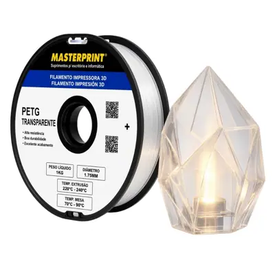 Filamento MasterPrint PETG Transparente 1 kg para Impressora 3D — filamento para impressora 3D