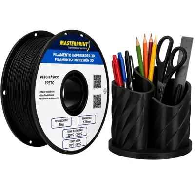 Filamento MasterPrint PETG Preto 5 kg para Impressora 3D — filamento para impressora 3D