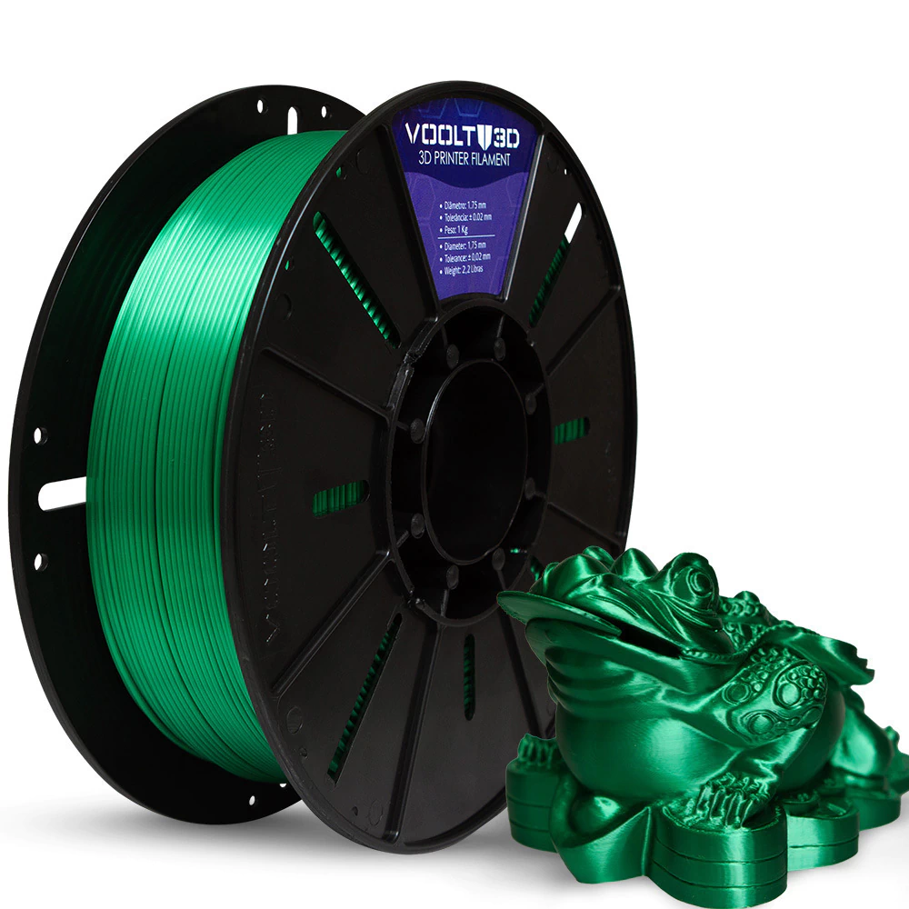 Voolt3D KIT Filamento PLA V-Silk Dourado + Verde + Vermelho para Impressora 3D 3