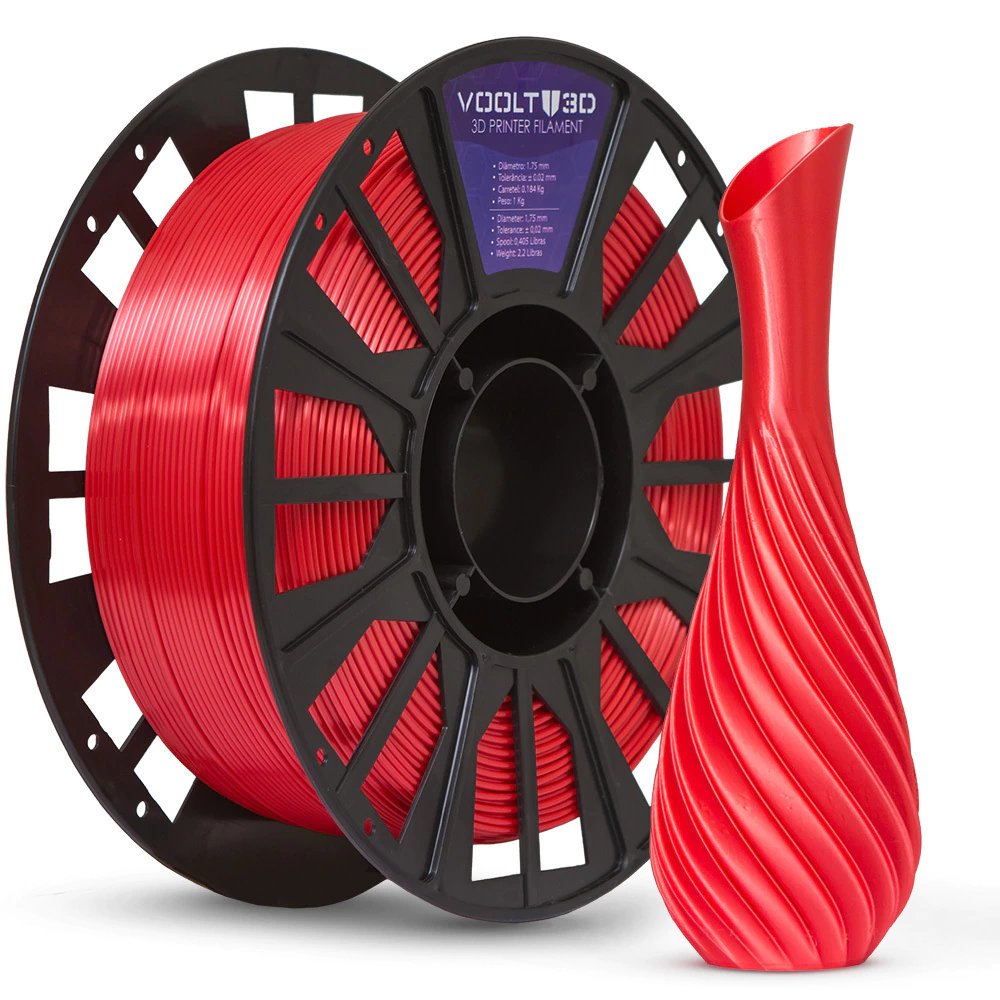 Voolt3D KIT Filamento PLA V-Silk Dourado + Verde + Vermelho para Impressora 3D 4