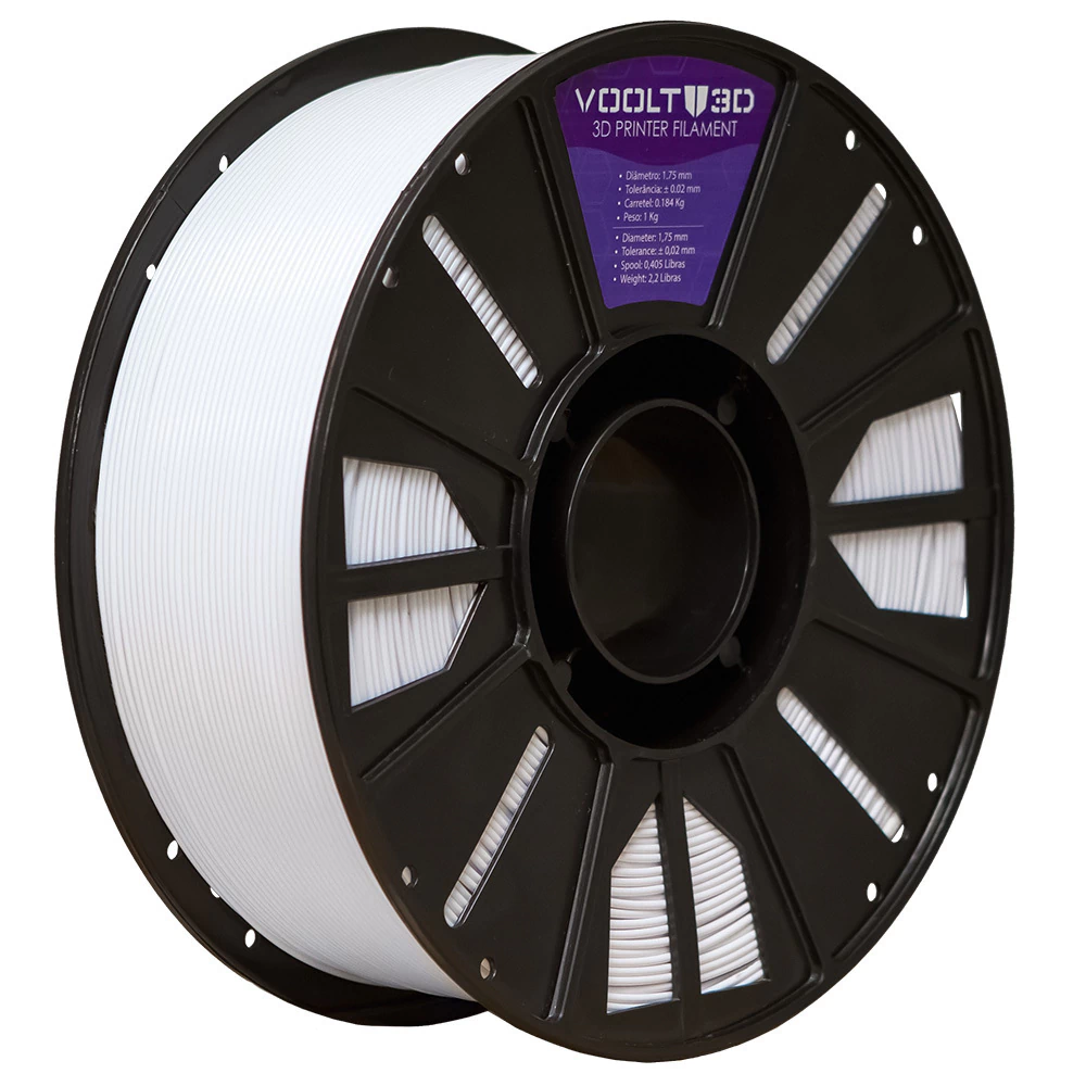 Filamento Voolt3D ABS Branco 1kg para Impressora 3D