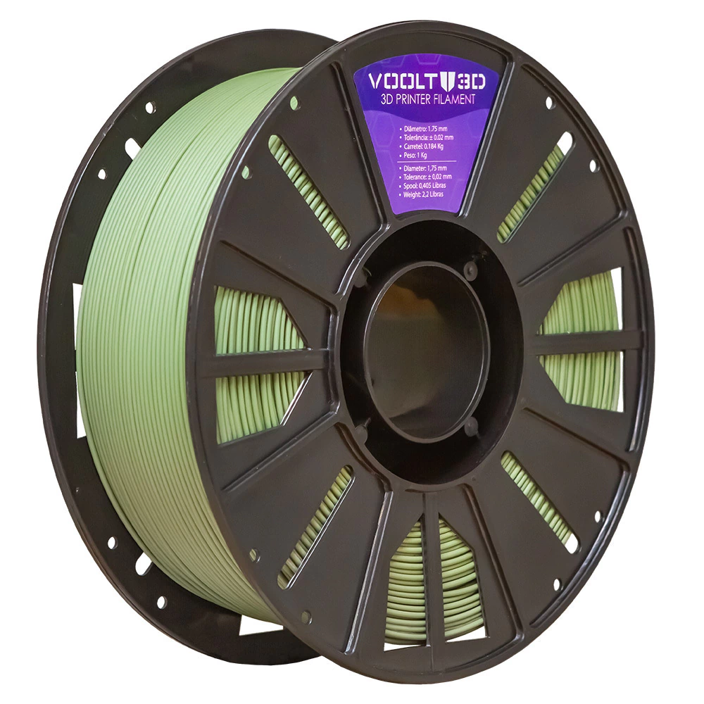 Filamento Voolt3D PLA Verde Oliva Velvet 1kg para Impressora 3D 4