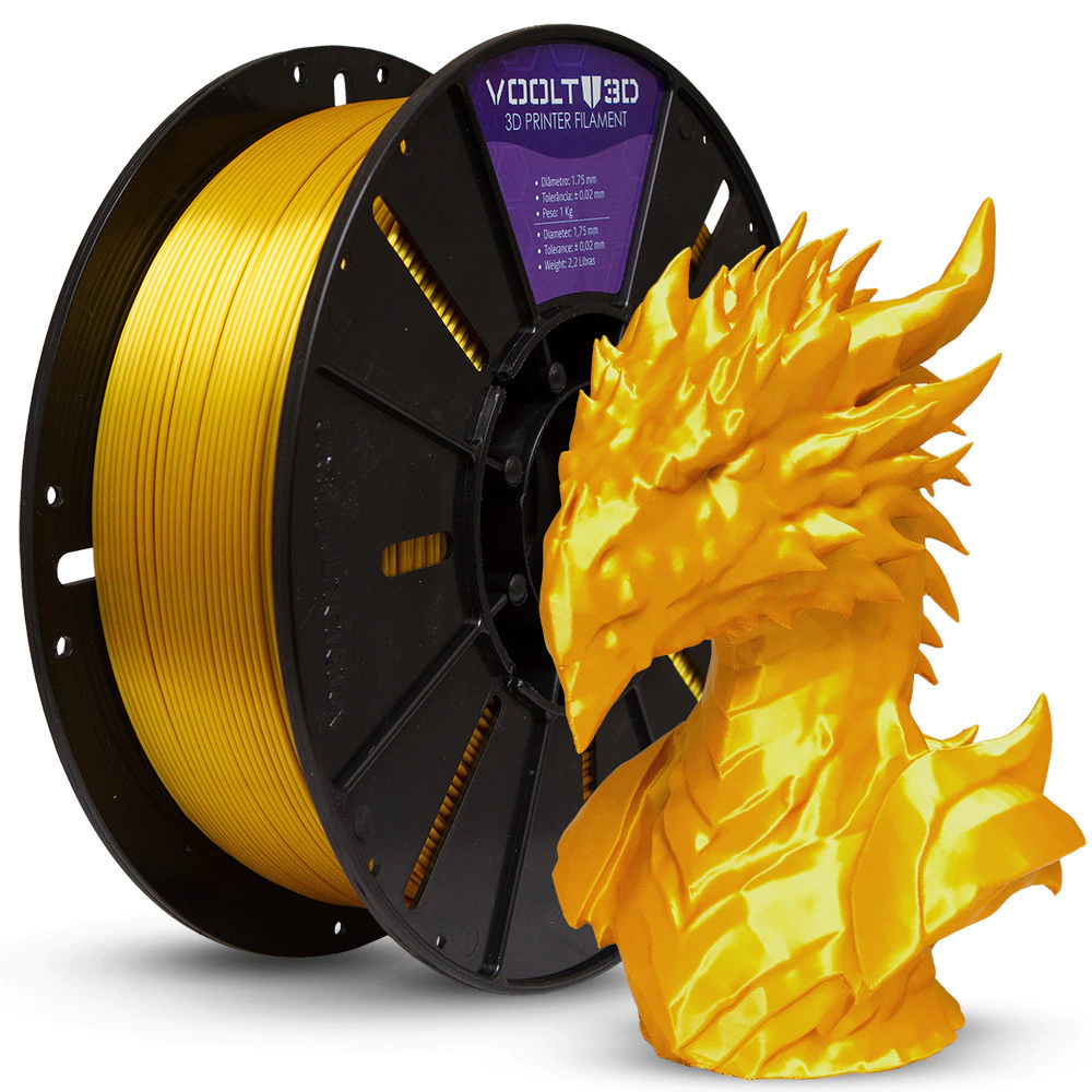 Voolt3D KIT Filamento PLA V-Silk Dourado + Verde + Vermelho para Impressora 3D 2