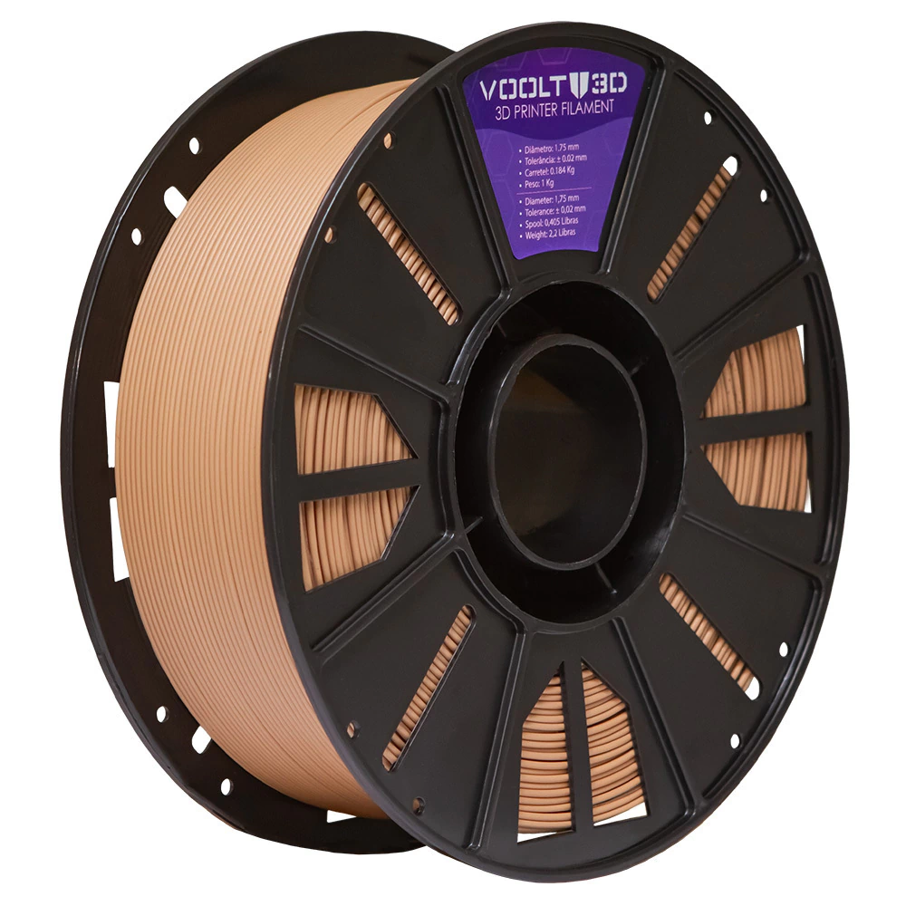Filamento Voolt3D PLA Marrom Cappuccino Velvet 1kg para Impressora 3D 4