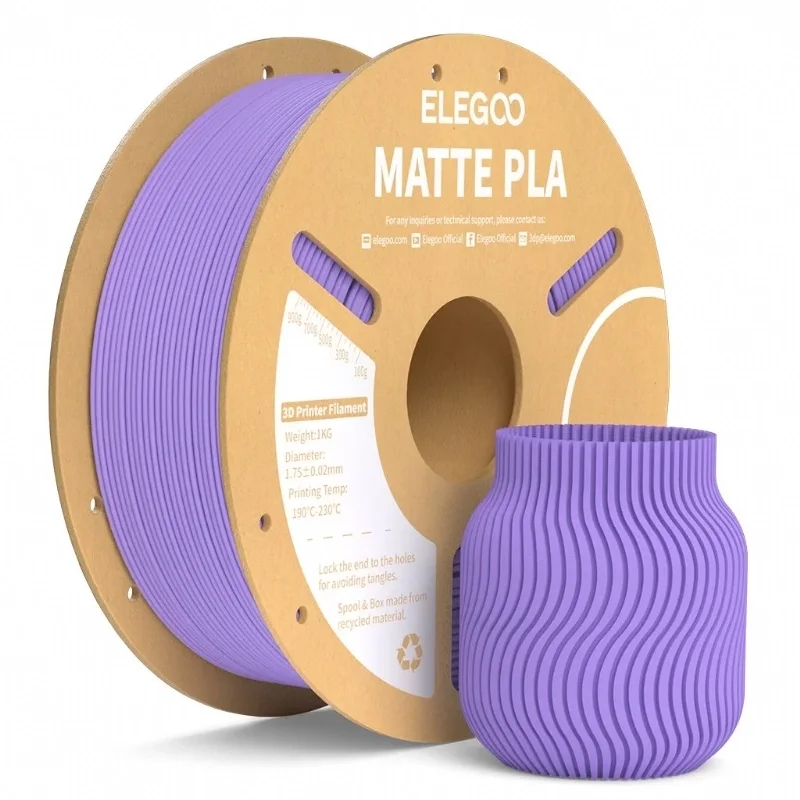 Filamento PLA Matte Lavender Purple - Roxo Lavanda Elegoo 1,75 mm 1 kg para Impressora 3D