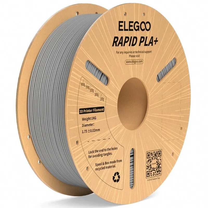 Filamento Elegoo Rapid PLA+ Cinza Elegoo 1 kg para Impressora 3D