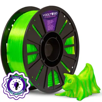 Filamento Voolt3D PETG HF Verde Neon Translúcido High Fluidity Premium - 1Kg para Impressora 3D 1