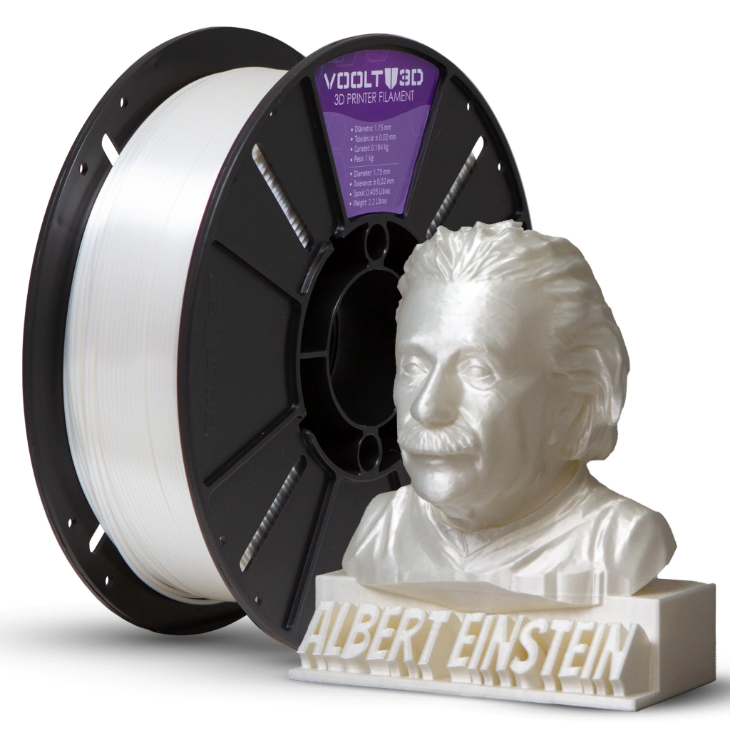 Filamento Voolt3D PLA Branco Pérola V-Silk High Speed Premium - 1Kg para Impressora 3D 1