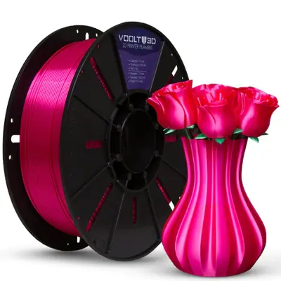 Filamento Voolt3D PLA Rosa Choque V-Silk High Speed Premium - 1Kg para Impressora 3D — filamento para impressora 3D