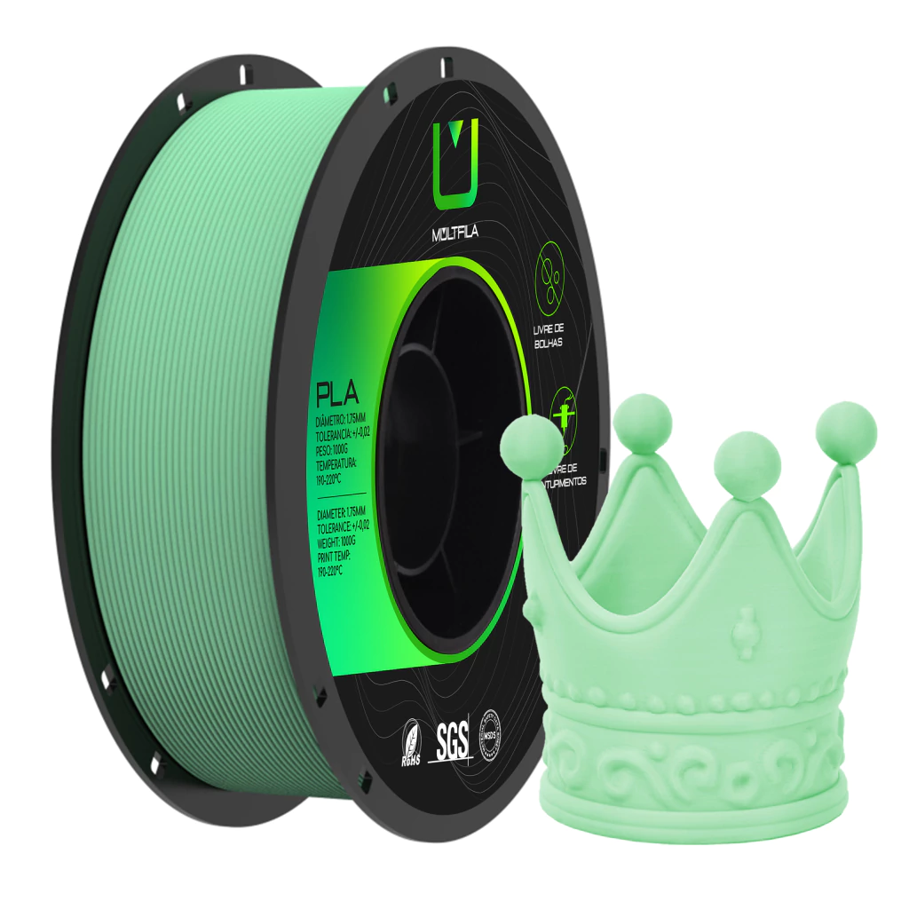 Filamento Pla Matte Fosco Verde Menta 1kg 3d Multfila 1.75mm para Impressora 3D