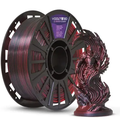 Filamento Voolt3D PLA Duo Color Shadow Vermelho com Preto V-Silk - 1kg para Impressora 3D — filamento para impressora 3D