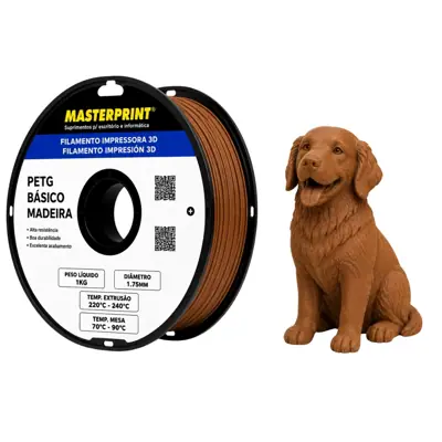 Filamento MasterPrint PETG Madeira 1 kg para Impressora 3D — filamento para impressora 3D