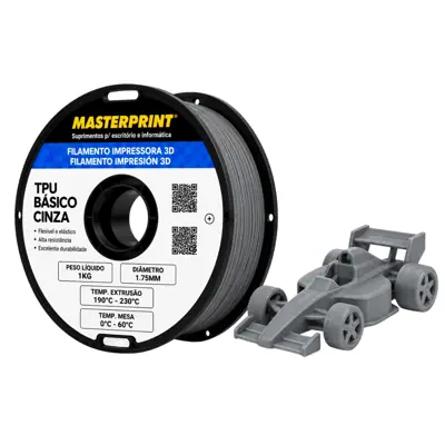 Filamento MasterPrint TPU Cinza 1 kg para Impressora 3D — filamento para impressora 3D