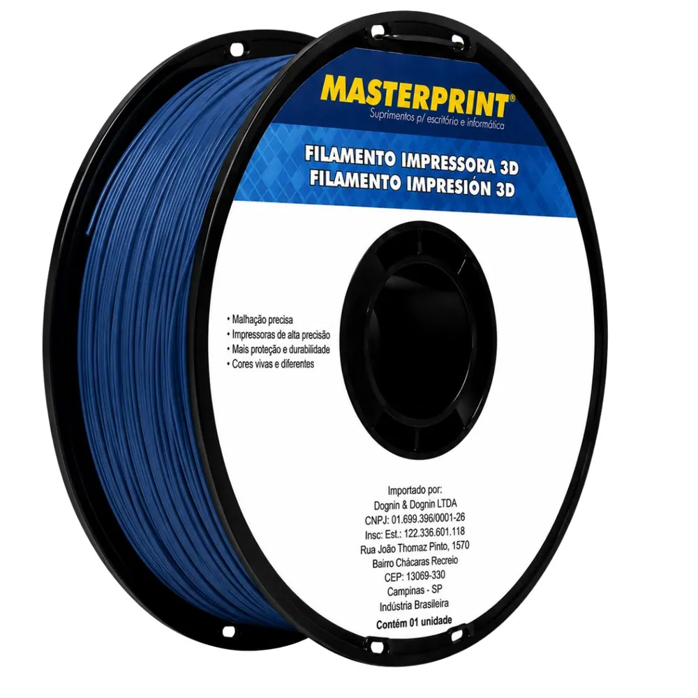 Filamento MasterPrint PLA Fosco Azul 1 kg para Impressora 3D 2
